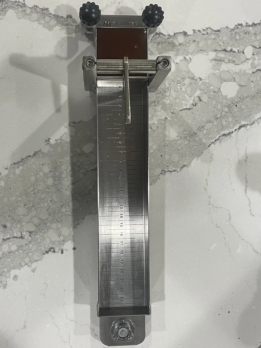 Stainless steel Bostwick consistometer with graduated trough